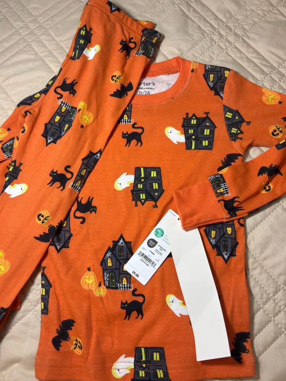 Carter's 2T Halloween Haunted House Pajama Set with Ghosts & Cats